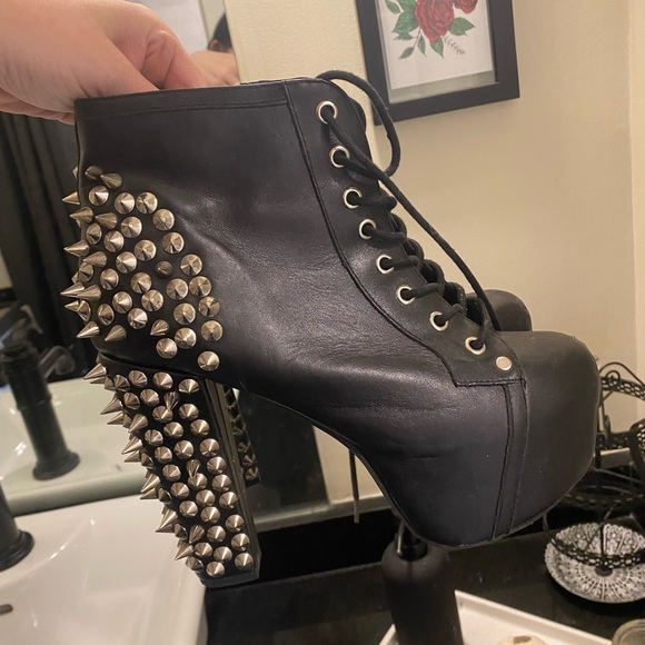 Jeffery Campbell Litas - SPIKED Size 9 Black - Picture 1 of 5